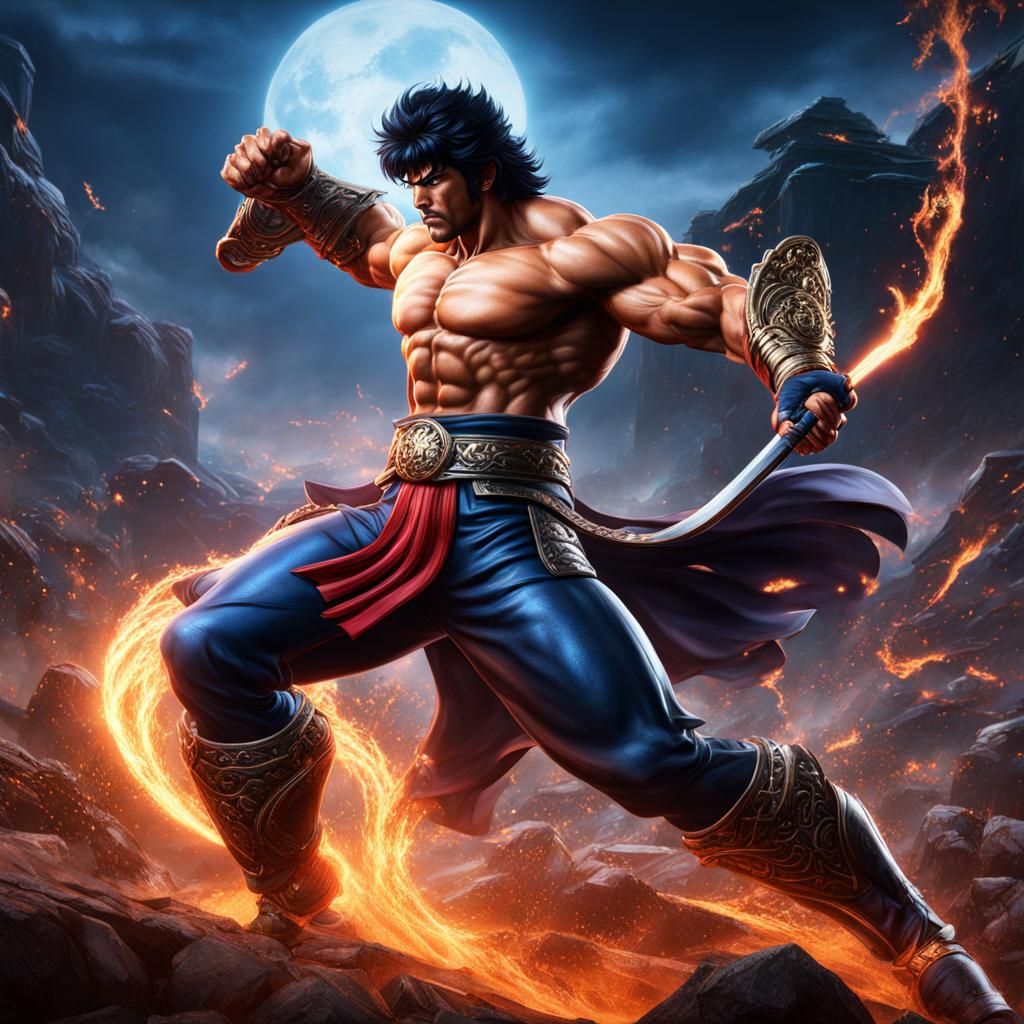 Kenshiro fighting shin - AI Generated Artwork - NightCafe Creator