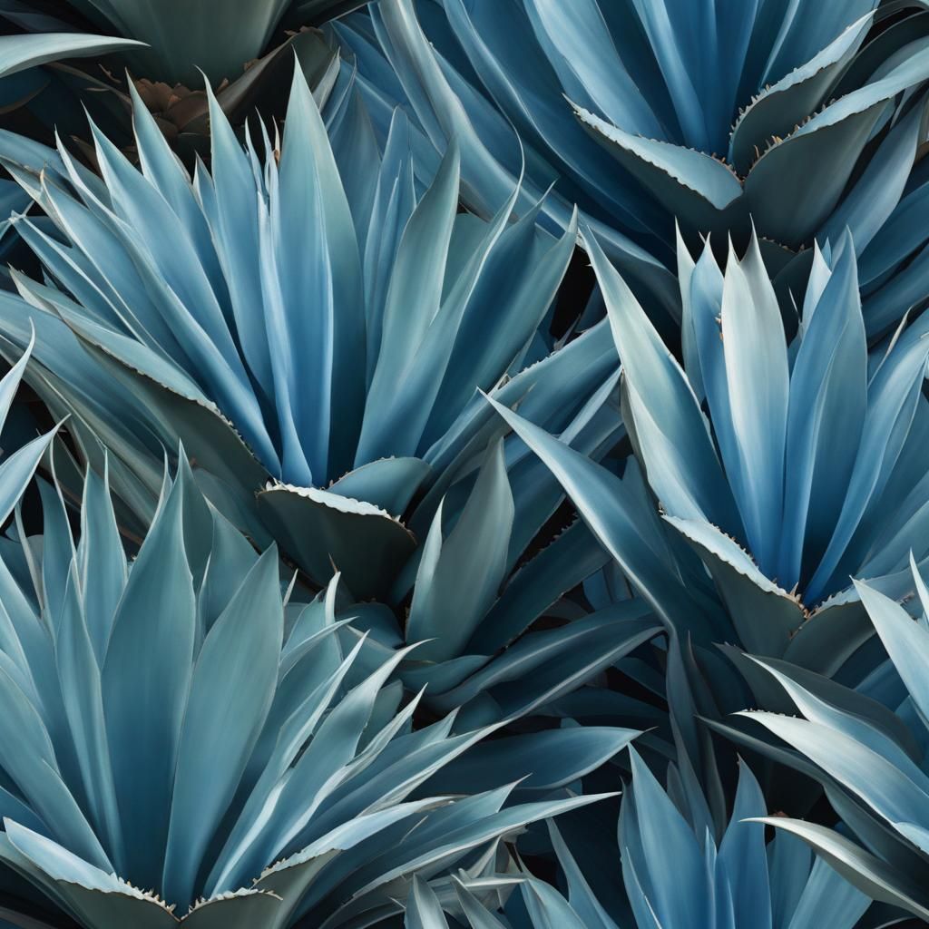 Pale Green on Deep Blue Agave Mural Wallpaper – Flying Dutchman Walls