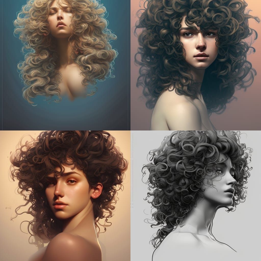 Curly hair - AI Generated Artwork - NightCafe Creator