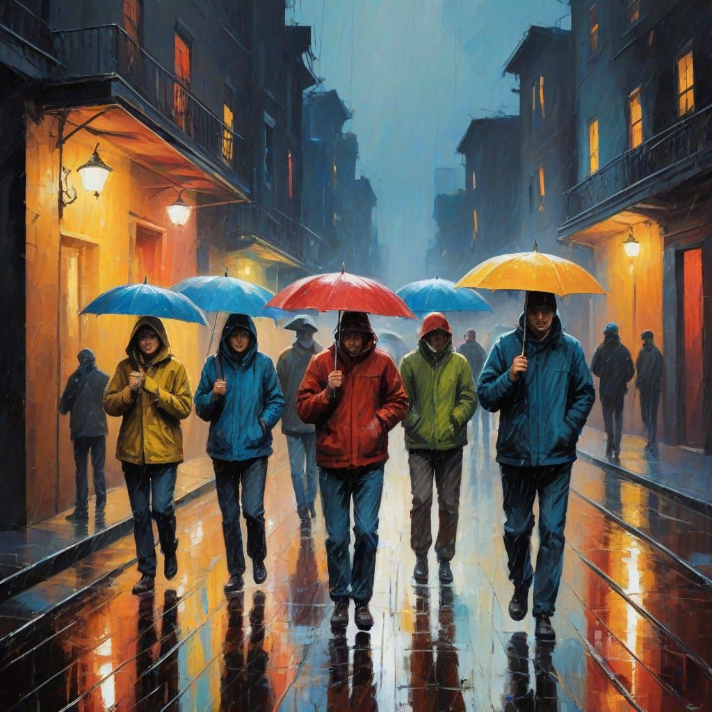 buscando abrigo  em uma noite de chuva