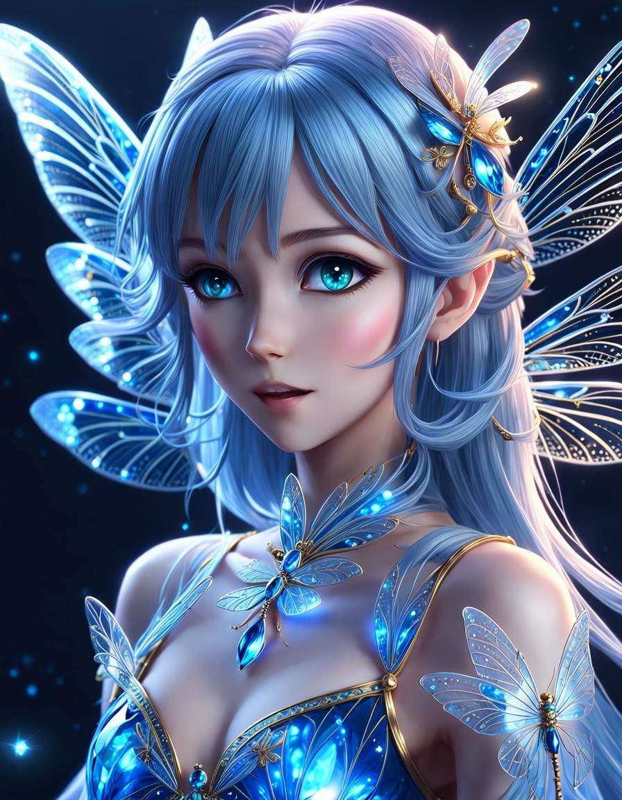 Blue Crystal Fairy - AI Generated Artwork - NightCafe Creator