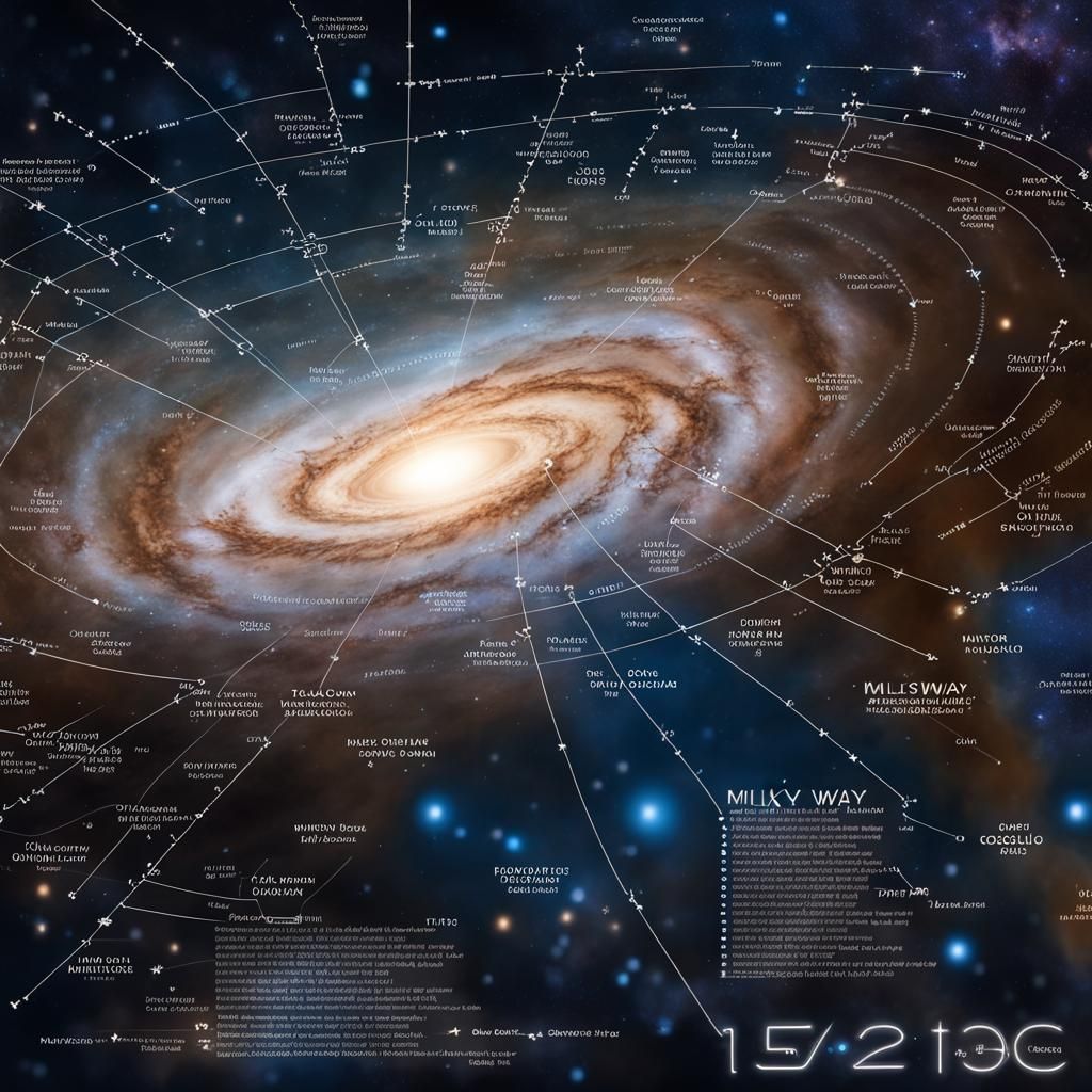 futuristic map of the milky way galaxy with major stars labeled  by @Adam One