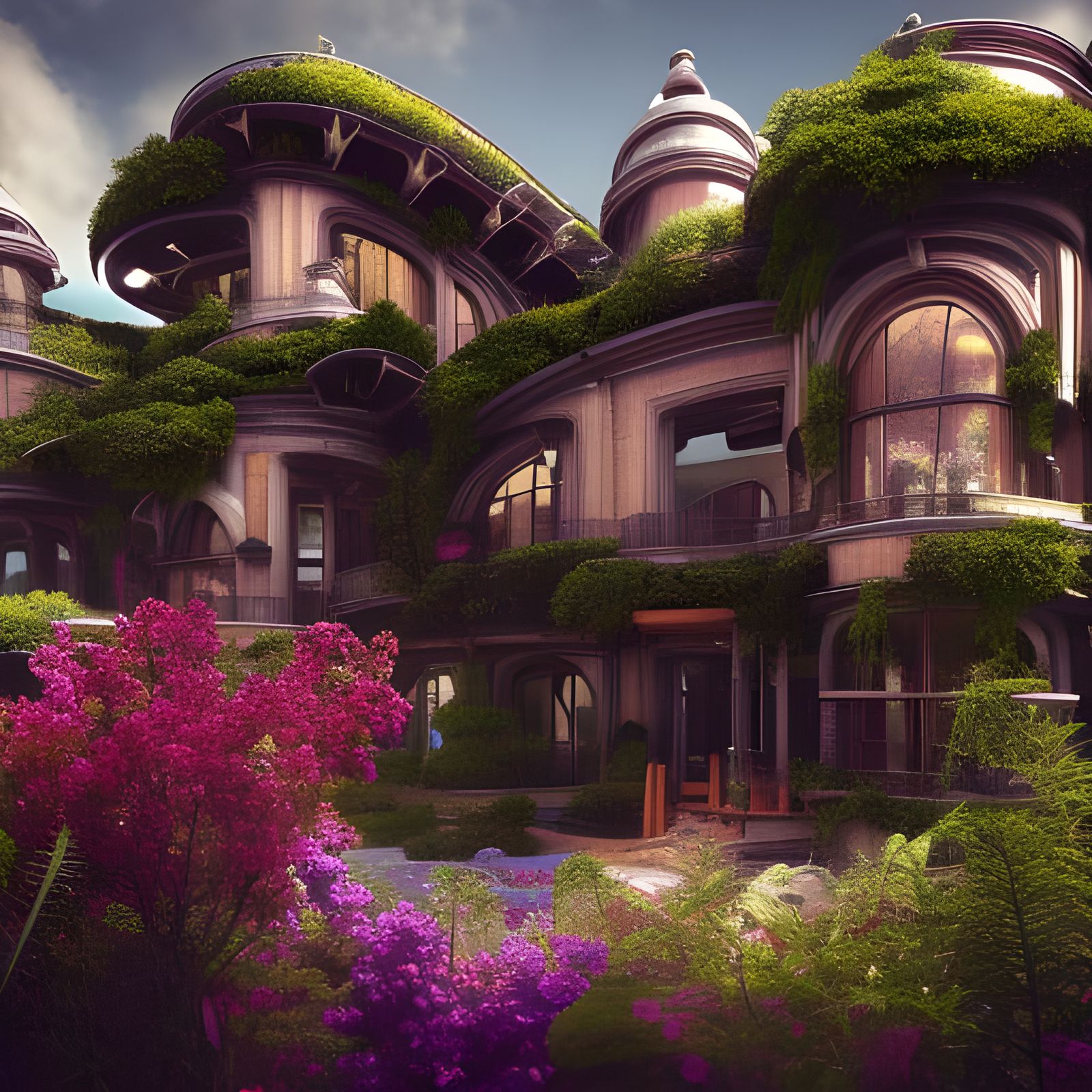Futuristic Solarpunk Mansion in Hyperrealistic Detail