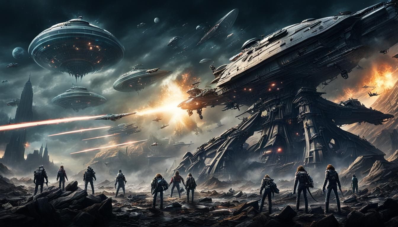 Captain Harlock and crew fighting the sylvidre aliens, epic ...