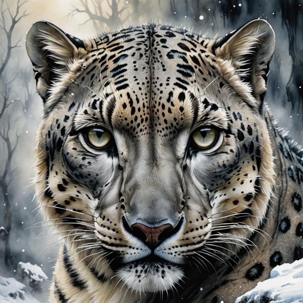 Frosty Majesty: The Snow Leopard  by @Zand