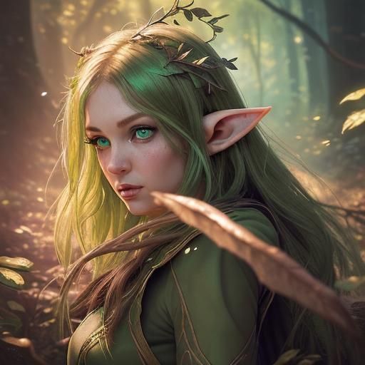 (A female woodland elf: 1.6) (innocence : 1.3) (Green eyes: 1.4) - AI ...