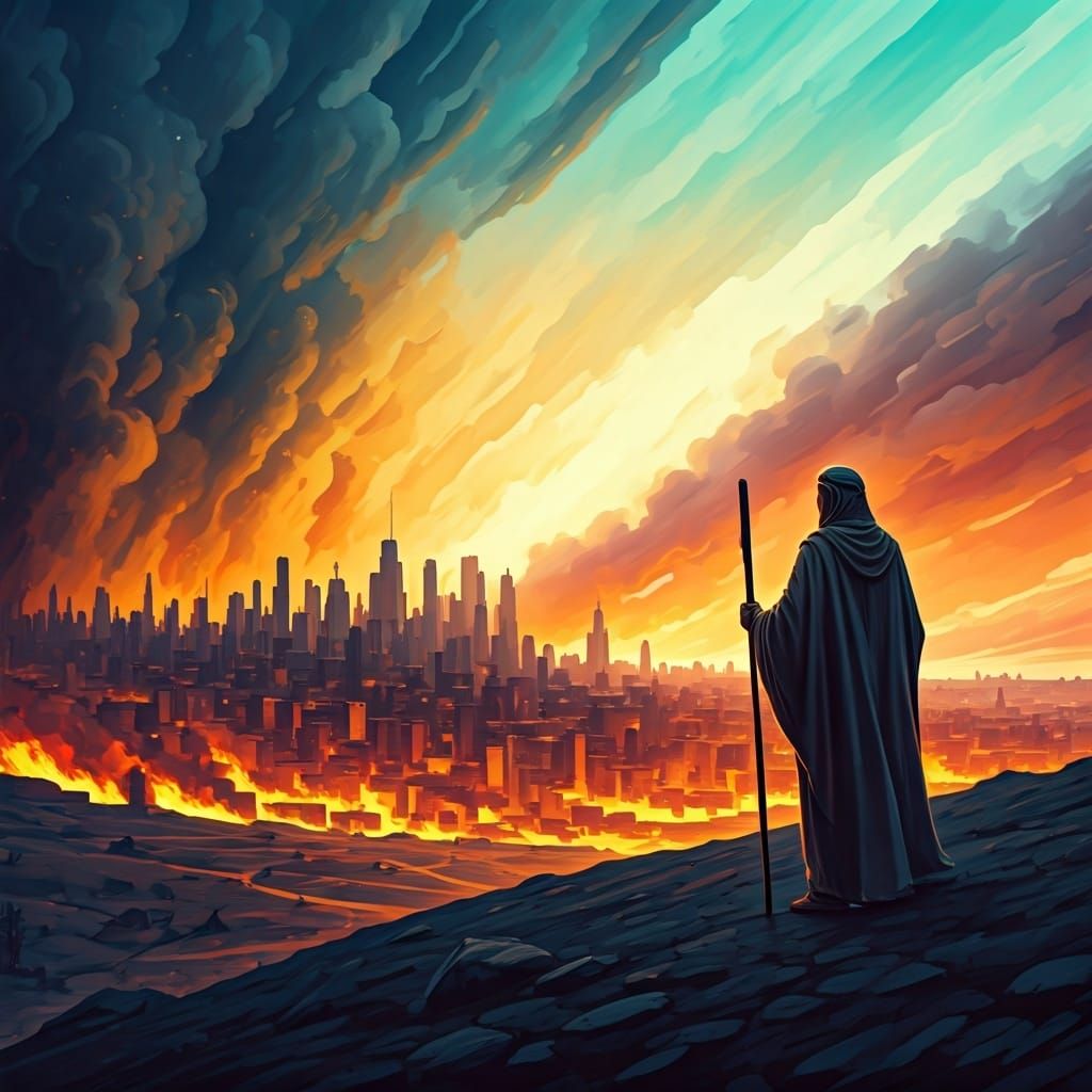 He watched as the fire ran through the streets, the smoke reached to the sky, just as he had warned would ...  by @Ferghus