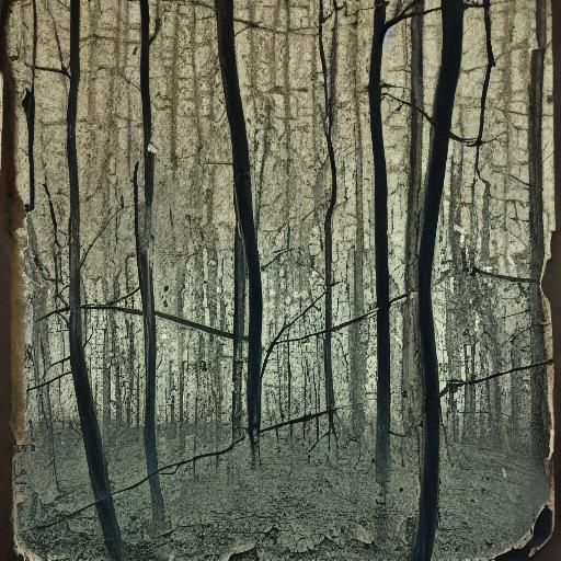 The sky peeked through the trees