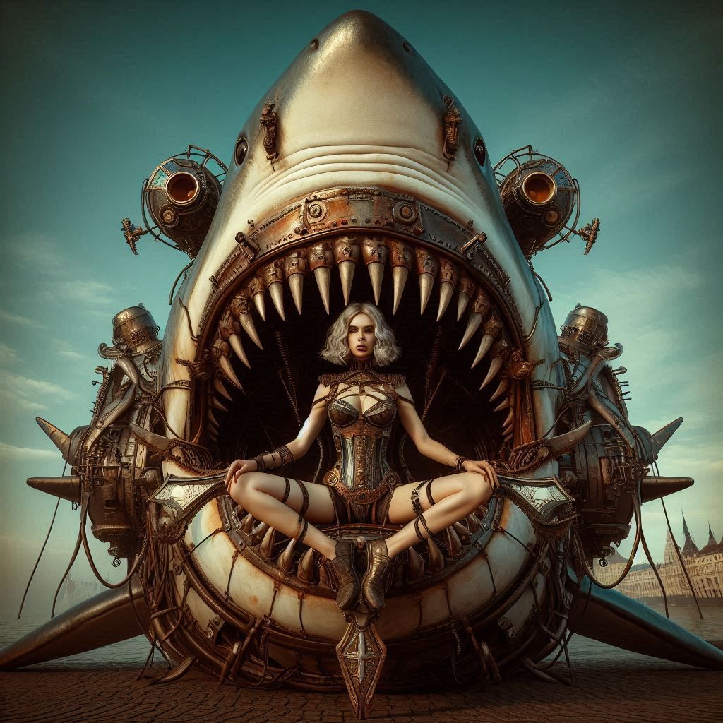 In a shark bite