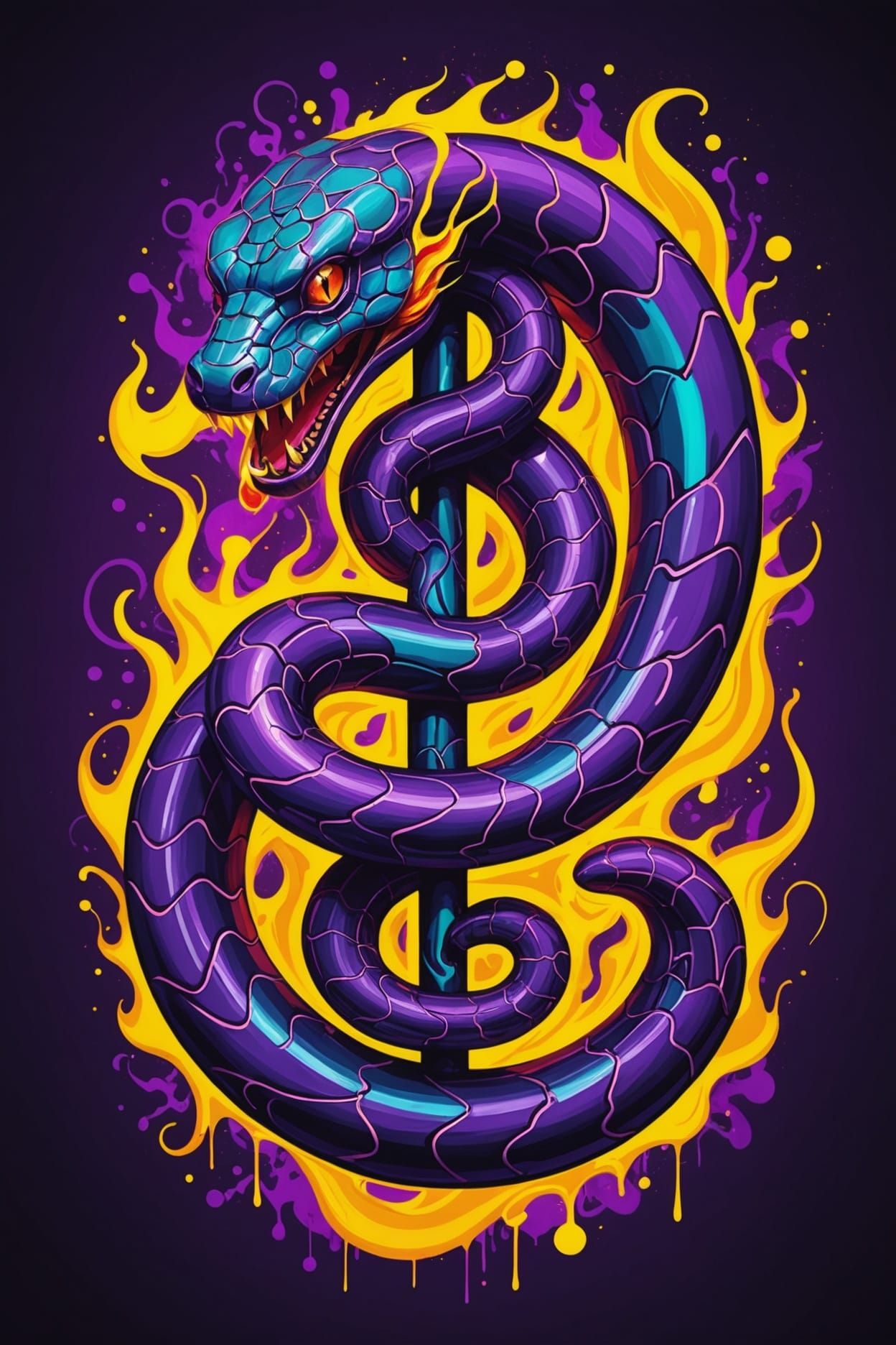 A purple neon snake i - AI Generated Artwork - NightCafe Creator