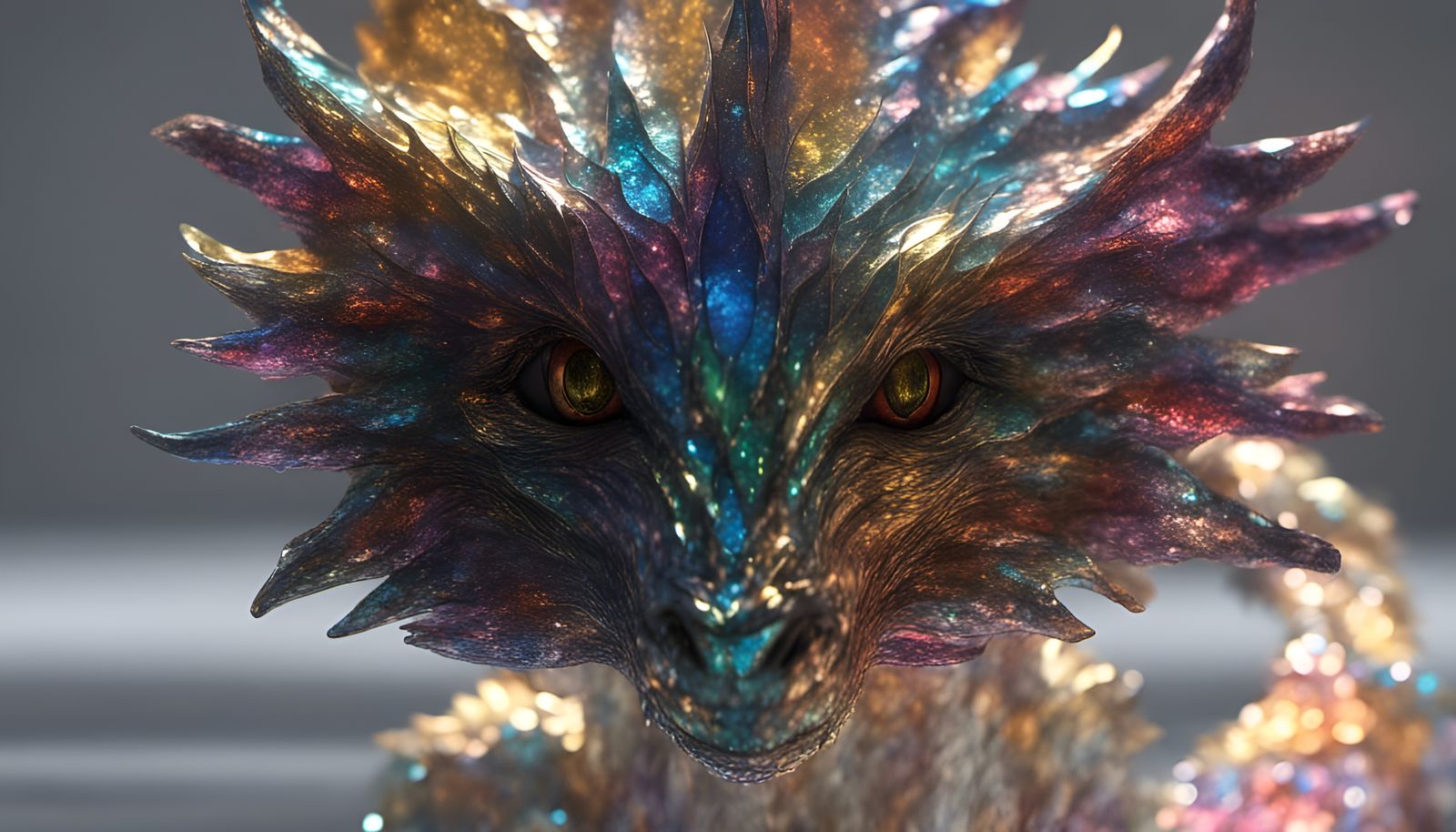 Glittery, shiny, reflective, Dragons in stained glass, Dicloric glass