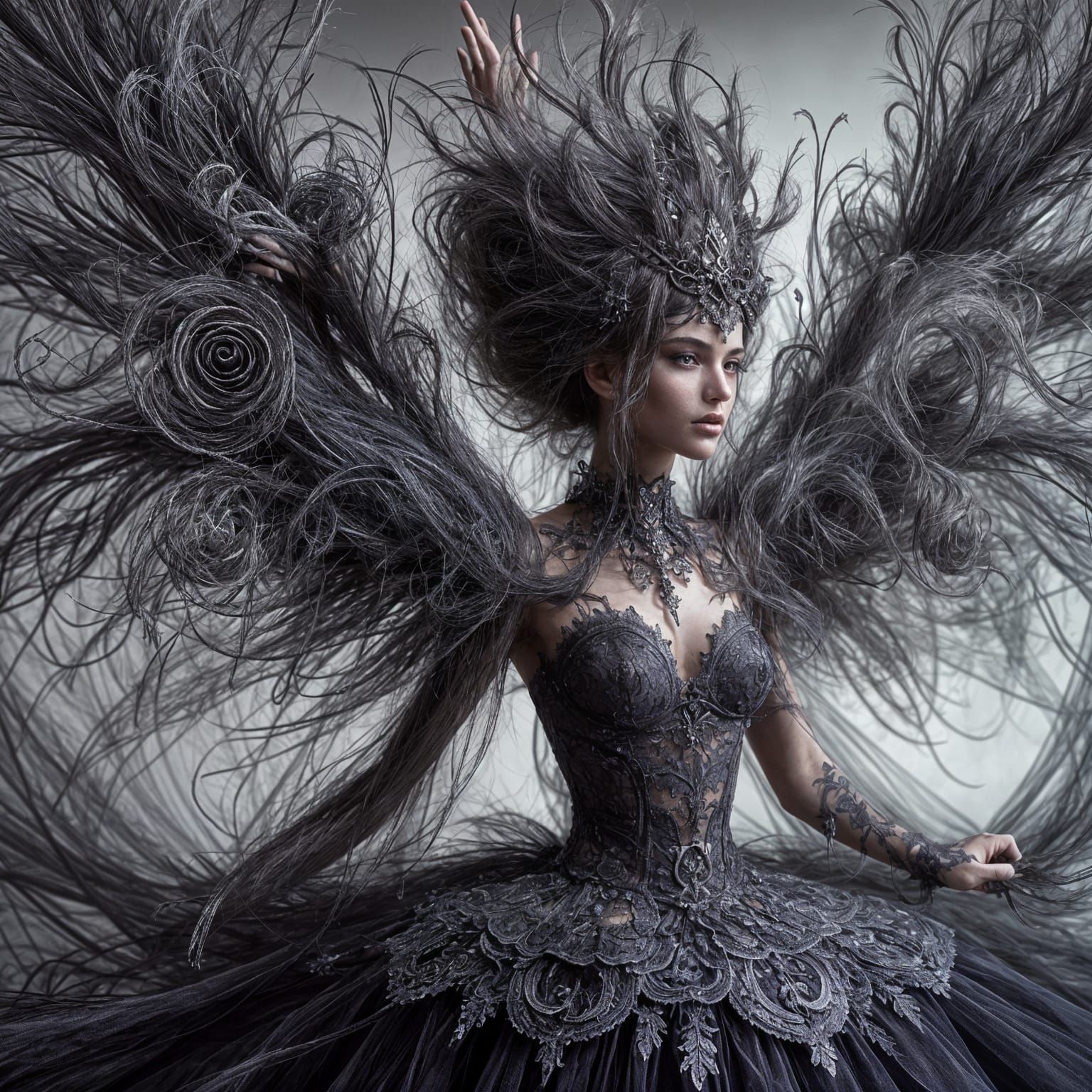 Alexander McQueens Dark Fairies, Tulle