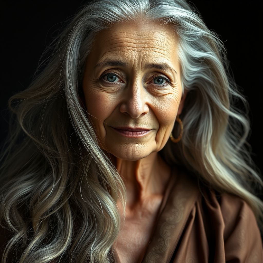 A portrait of a mature woman