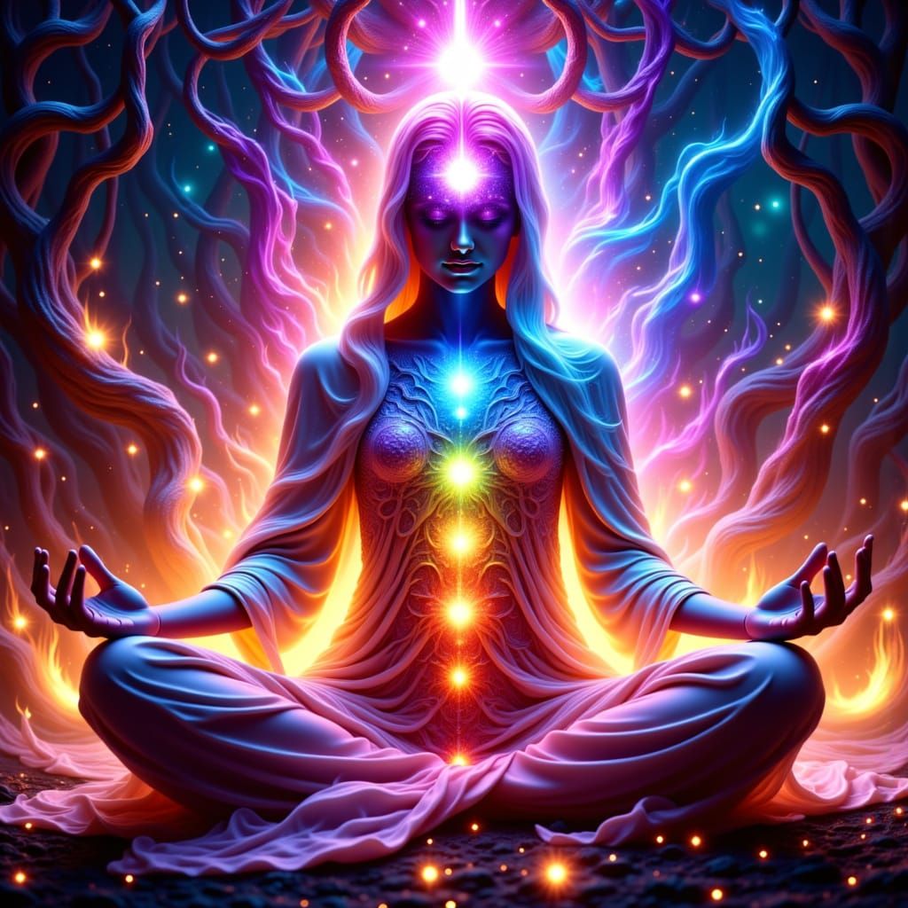 Ethereal Mystic in Vibrant Hyperrealistic Scene