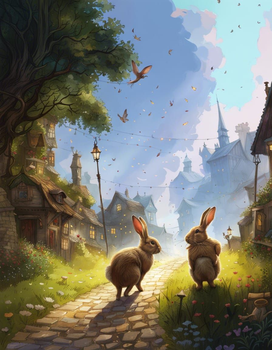 The Fable of the Two Rabbits - AI Generated Artwork - NightCafe Creator