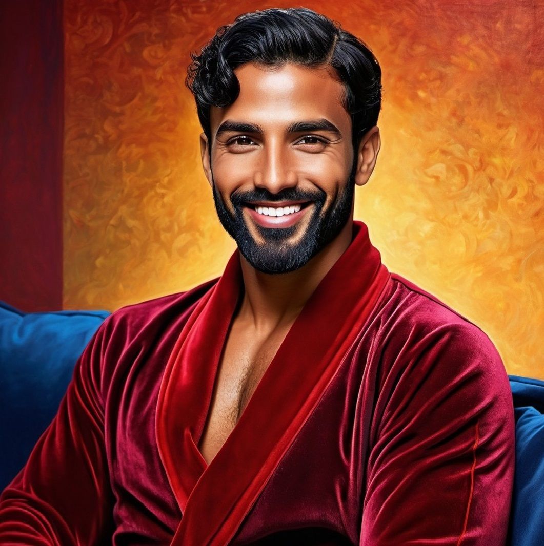 A handsome friendly  bearded man