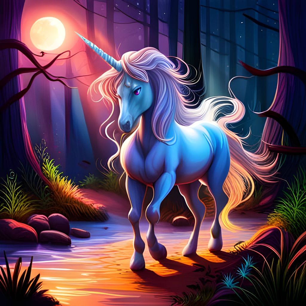 Unicorn and moon  by @Manchchango