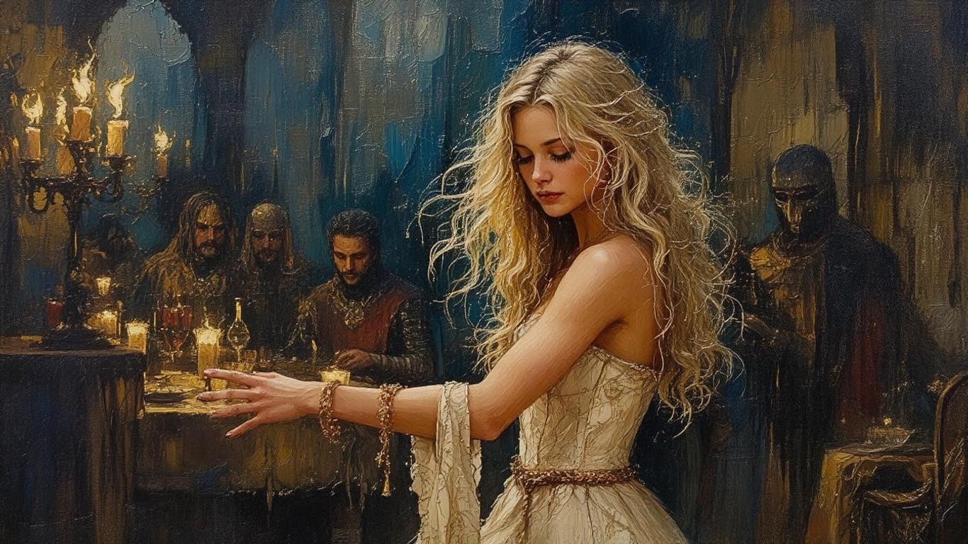 Igraine dancing at Uther´s banquet