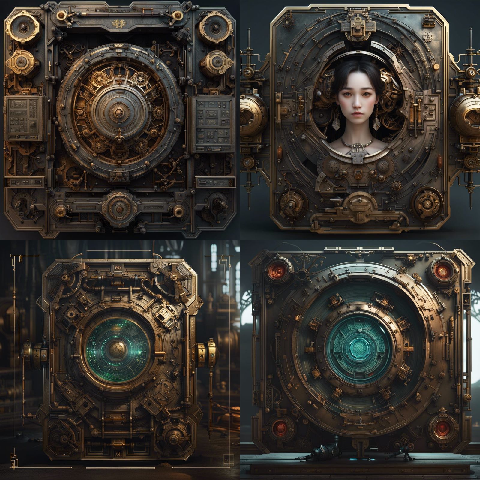 Mechanical UI Interface frame, large panels, Chinese antique, 4K ...