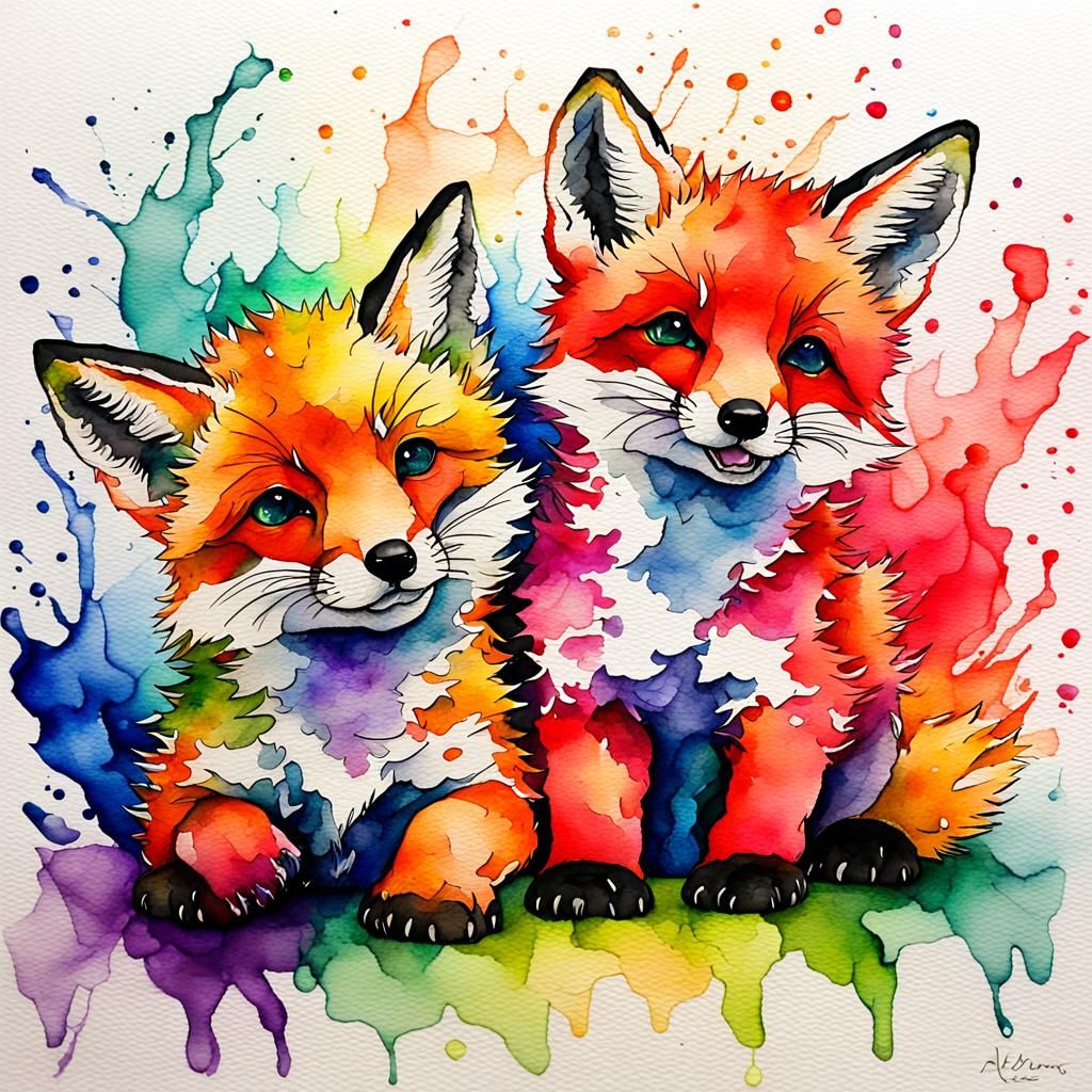 three little red fox cubs - AI Generated Artwork - NightCafe Creator