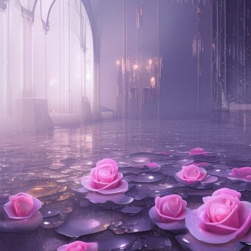 Wet crystal rose, shining bright AI Generated Artwork NightCafe Creator