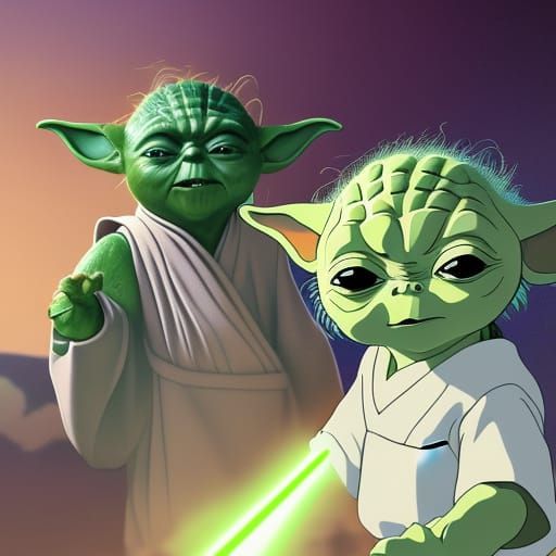 Yoda and the Youngling - AI Generated Artwork - NightCafe Creator