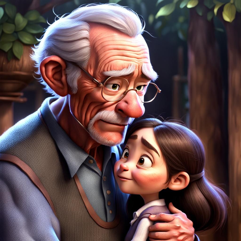 A heartwarming artwork showcases an enchanting Pixar-style c...
