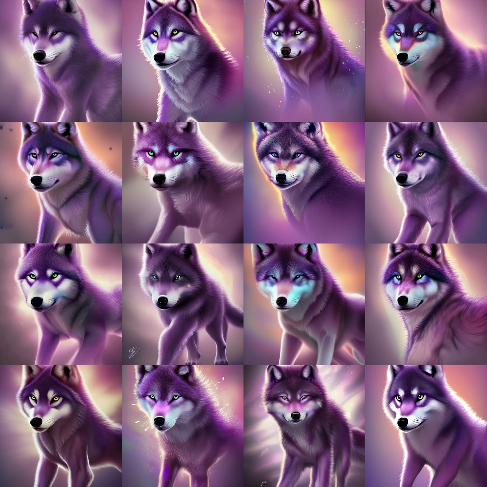 Cute purple baby wolf