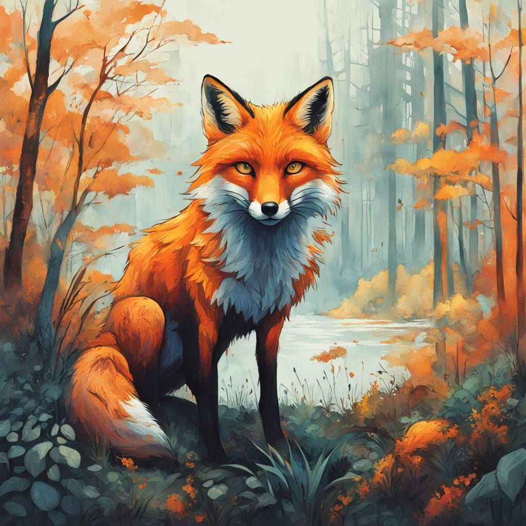 A fox in the woods  by @HOPE