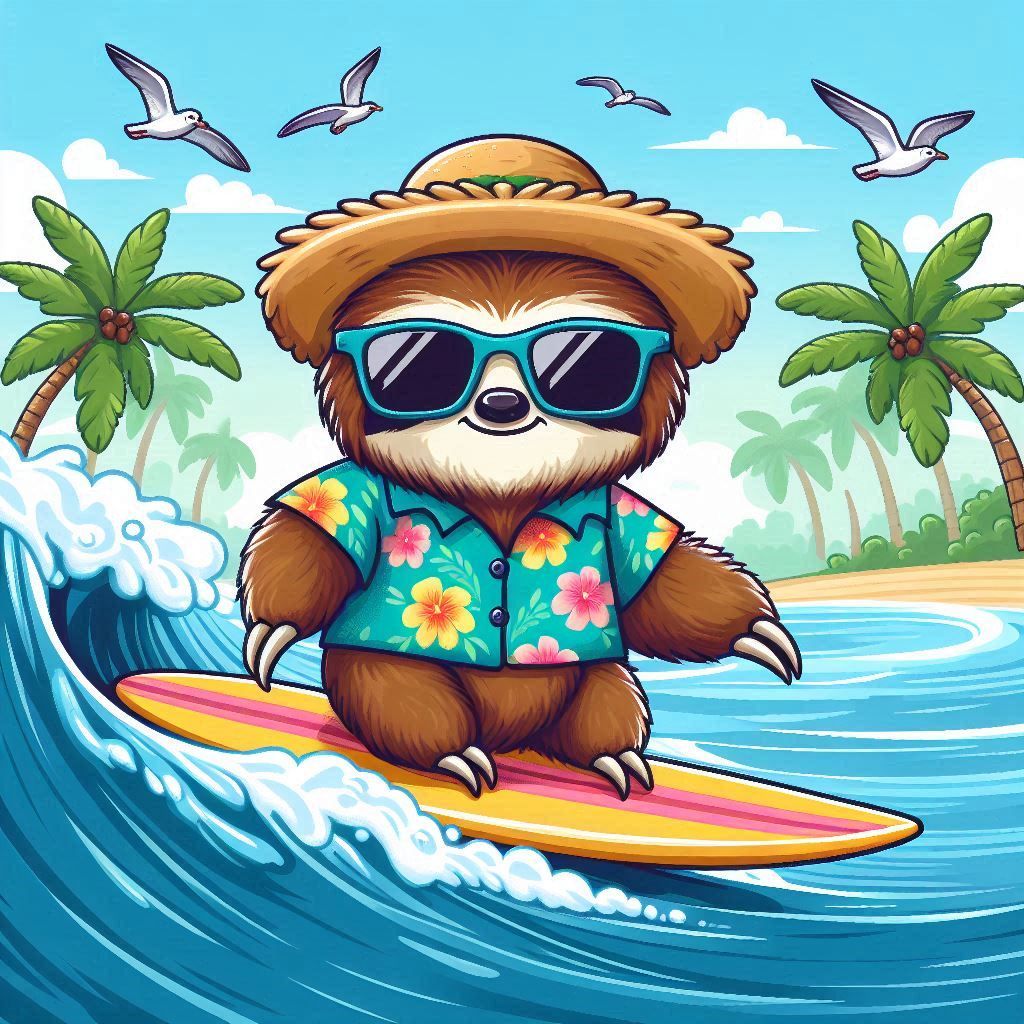 A sloth surfing