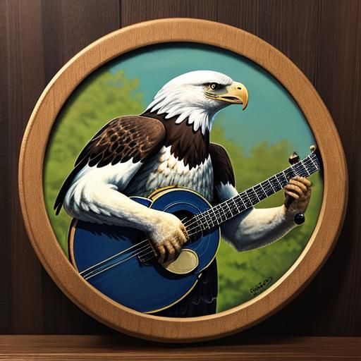 eagle playing a guitar