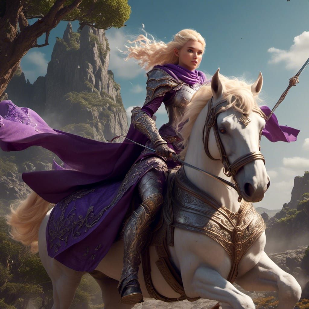 <lora:AnimationXL:1.0>Blonde knight woman with purple eyes w...