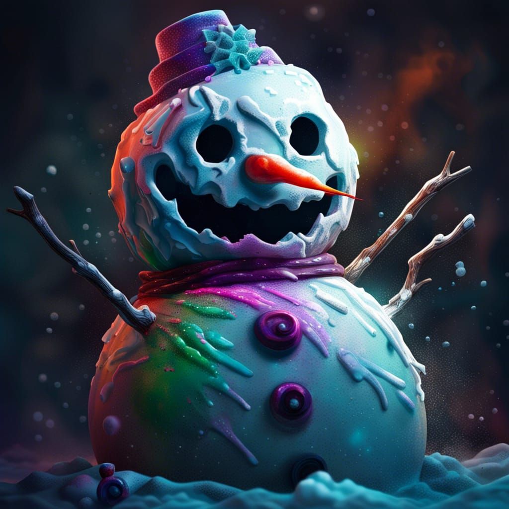 Creepy scary snowman