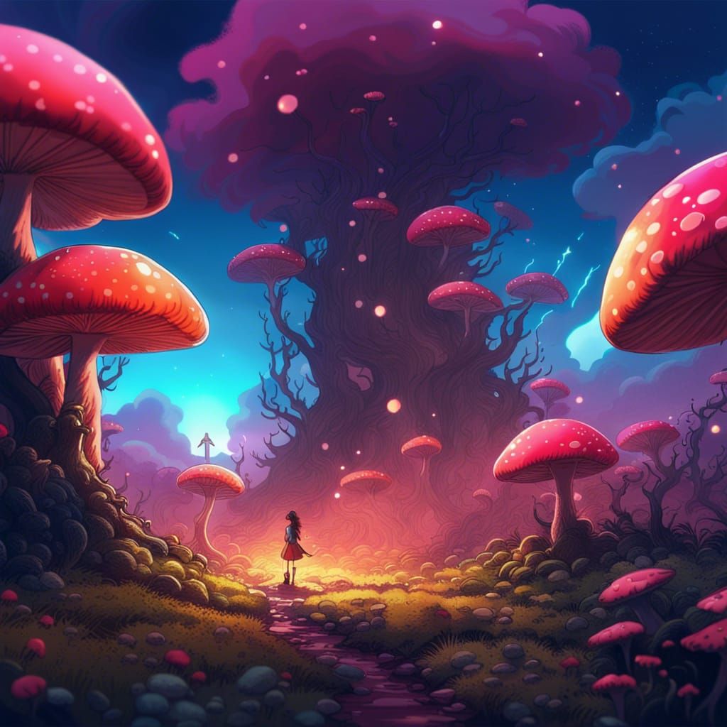 Hawaiian Prairie Toadstool Forest at Twilight