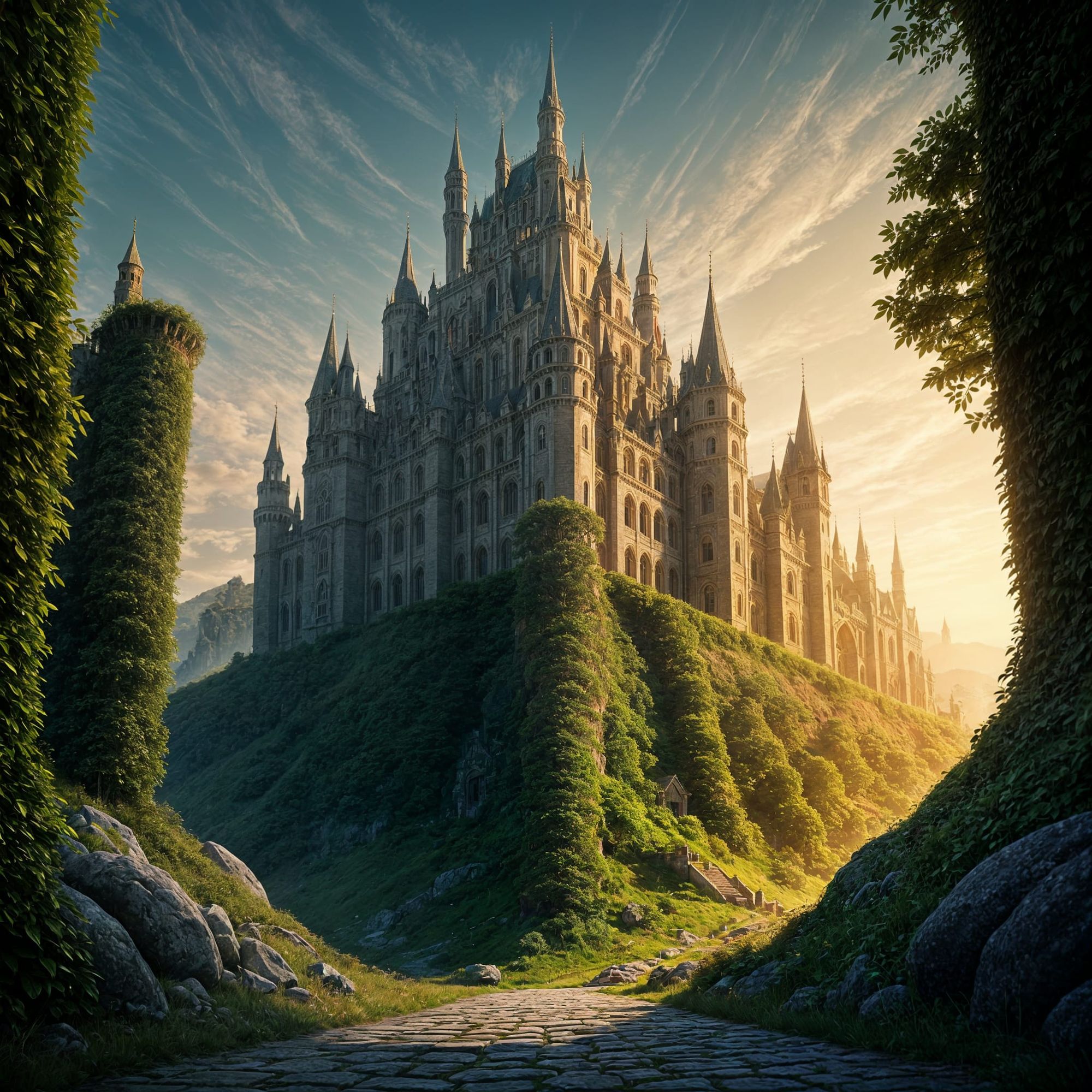 Golden Hour at a Castle
