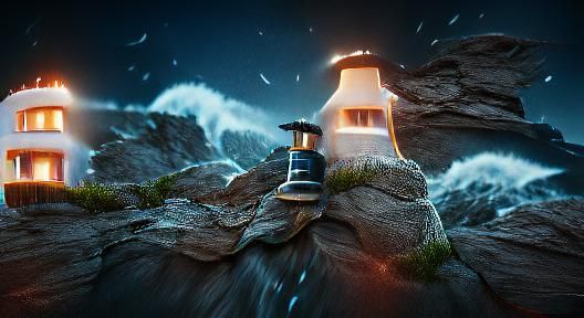 light house and the waves
