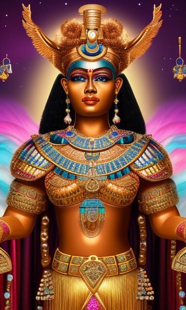 Goddess Osiris with all her jewels in all her glamor floatin...