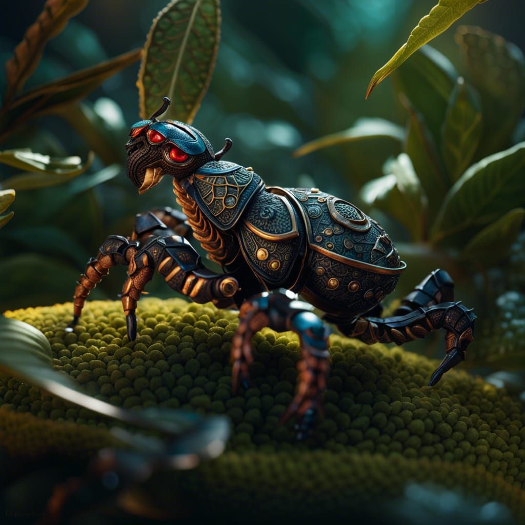 Insect with steampunk exoskeleton
