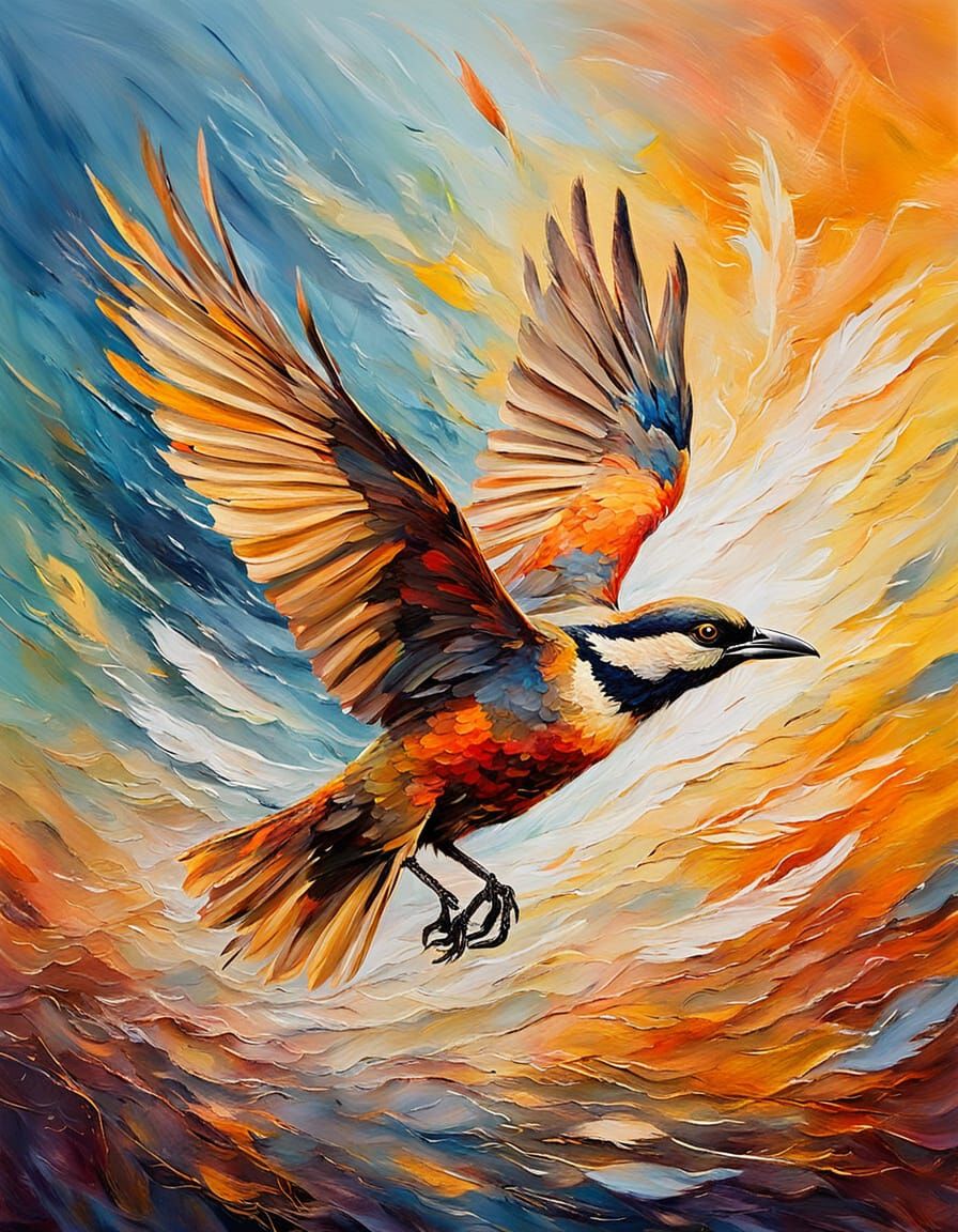 Bird in Flight at Dawn: Abstract Expressionism