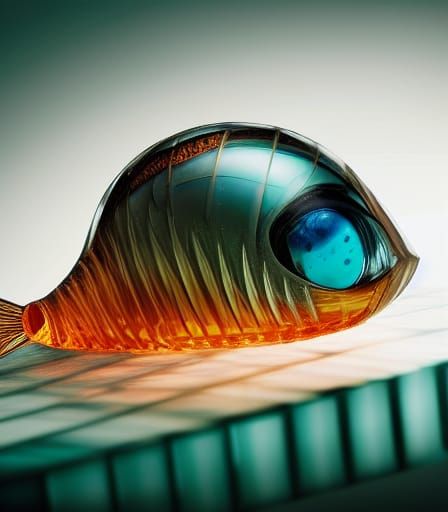 Alien Fish Encased in Crystal Amber Photo