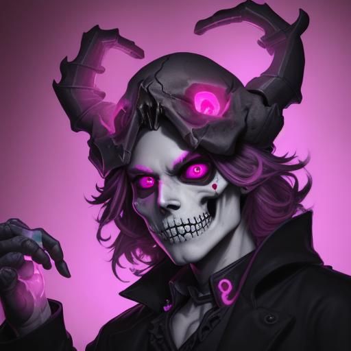 skulls with glowing magenta eyes guy
