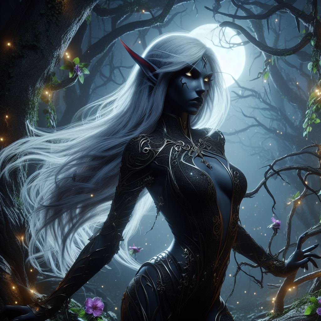 Drow in nightly forest