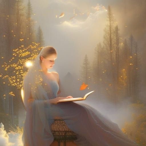 Woman is reading book