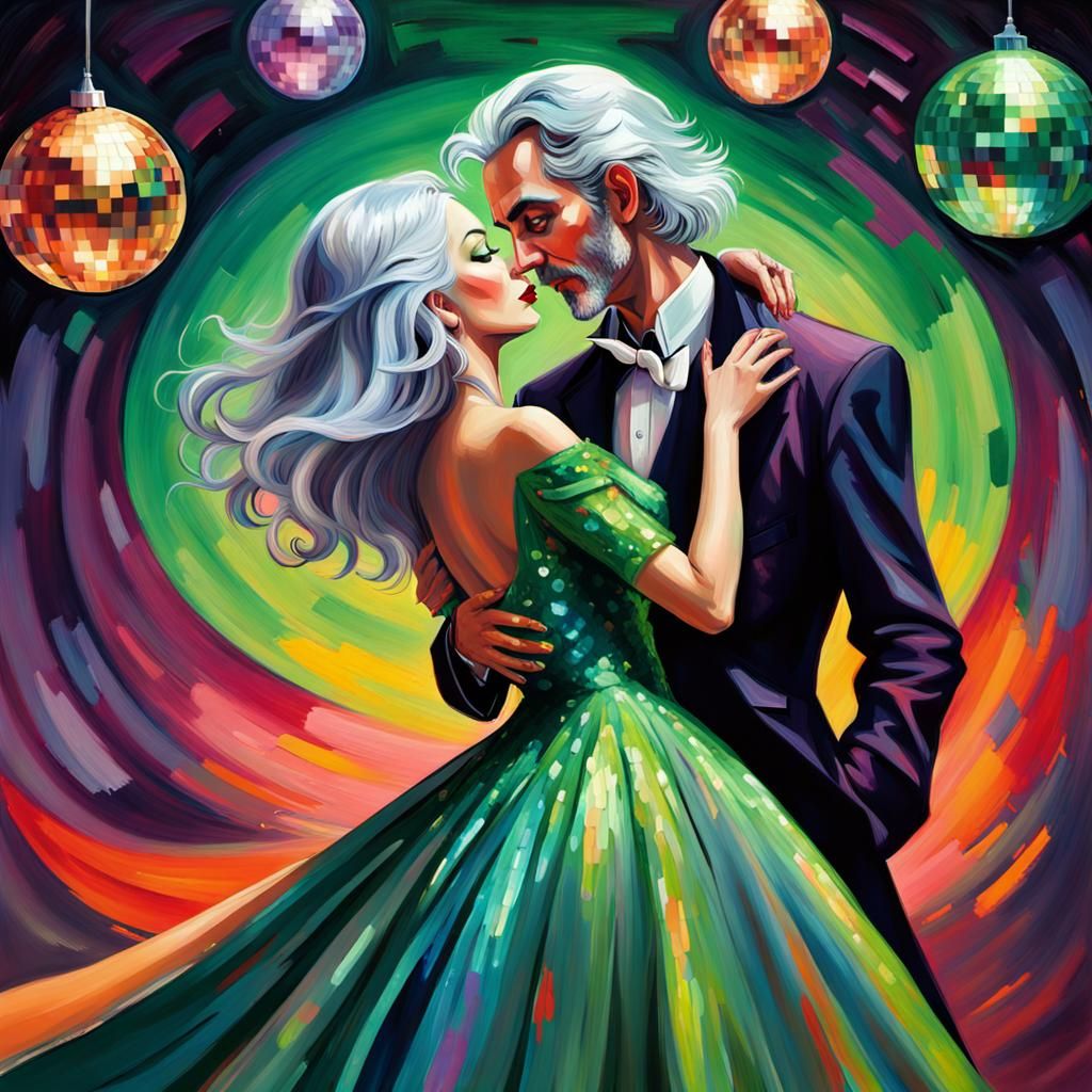 A graceful sylvan fae with glowing green eyes and silver hai...