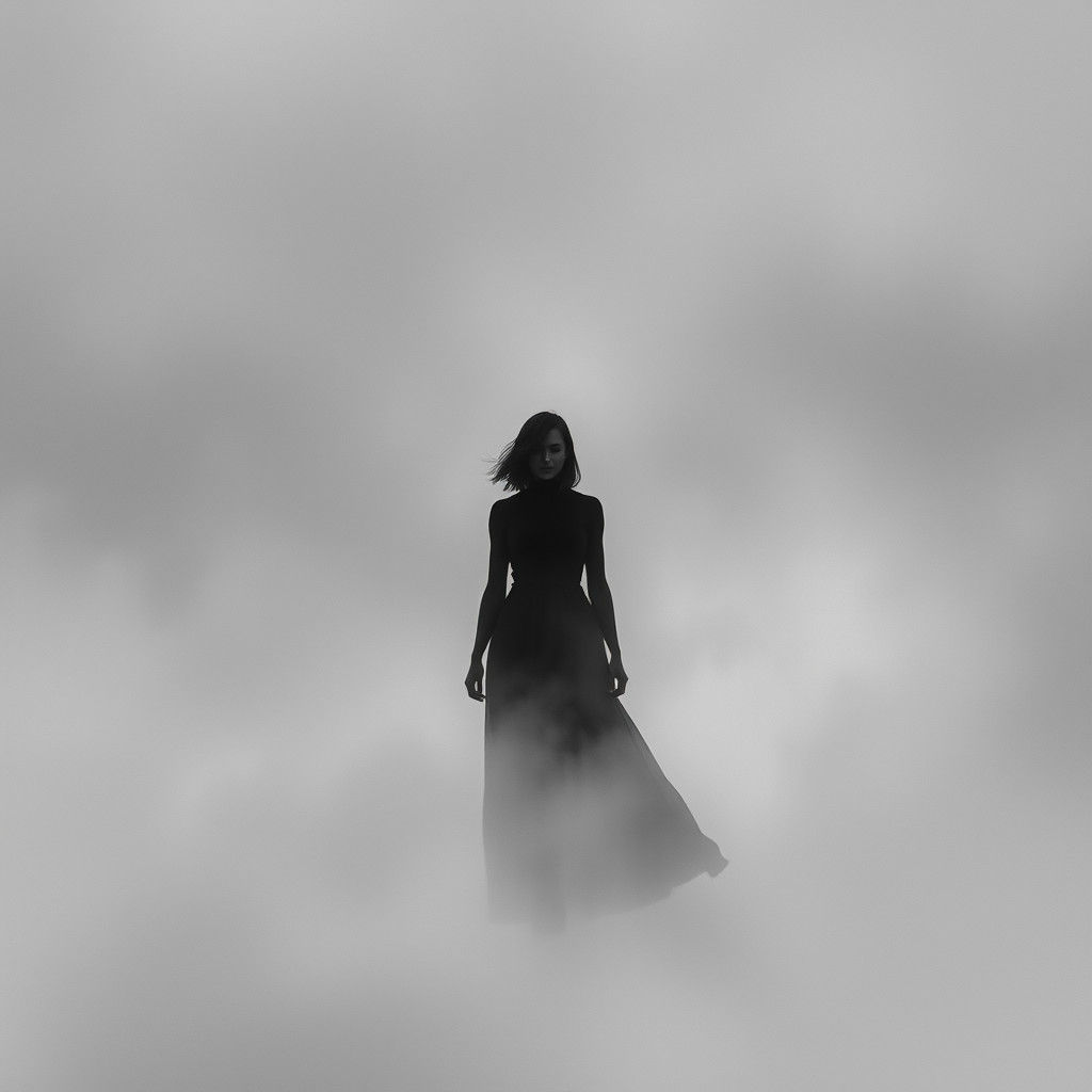 Woman in Eerie Fog: Futuristic Noir