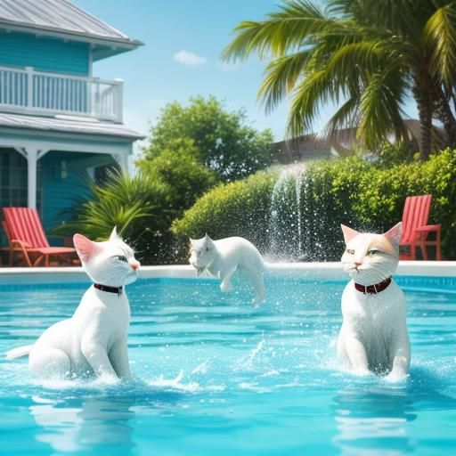 White Cats Pool Party: National Geographic Photography
