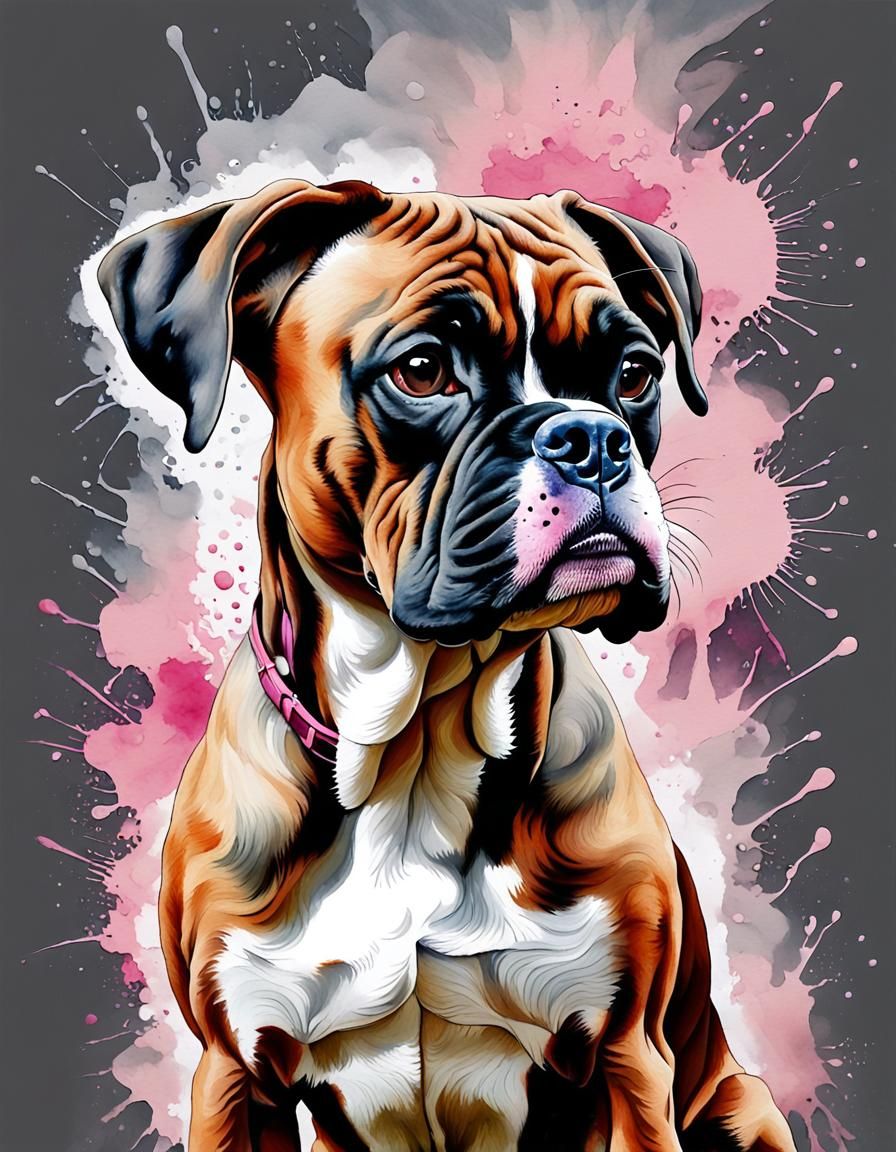 Boxer dog watercolours