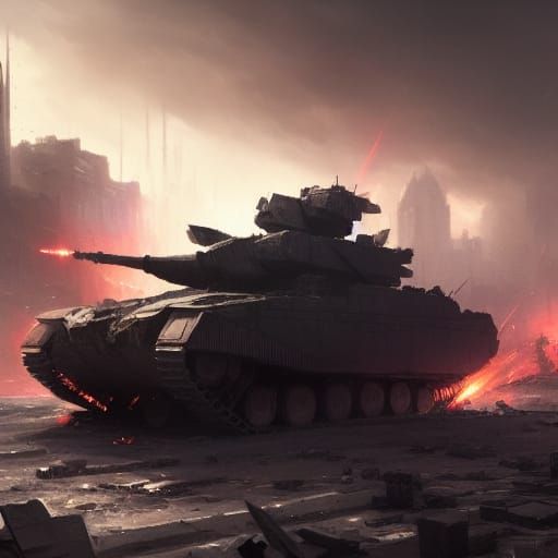 battle tank on destroyed city a masterpiece, 8k resolution, ...