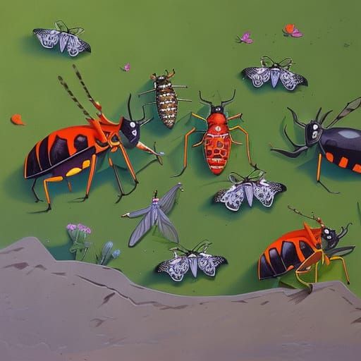 insects having a party and drinking beer