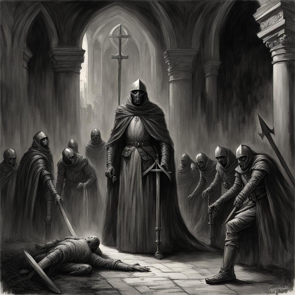 The Knights Templar horror Gustave Doré Greg Rutkowski sinister by Greg ...